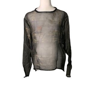 Staley Gretzinger XL Black Art to Wear Sheer Boxy Long Sleeve Lagen Look Top